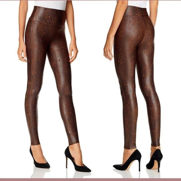 Spanx Faux Leather Snakeskin Print High Rise Ankle Leggings - Picture 3 of 8